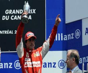пазл Фернандо Алонсо - Ferrari - Монреаль, 2010 (занимает 3-е)